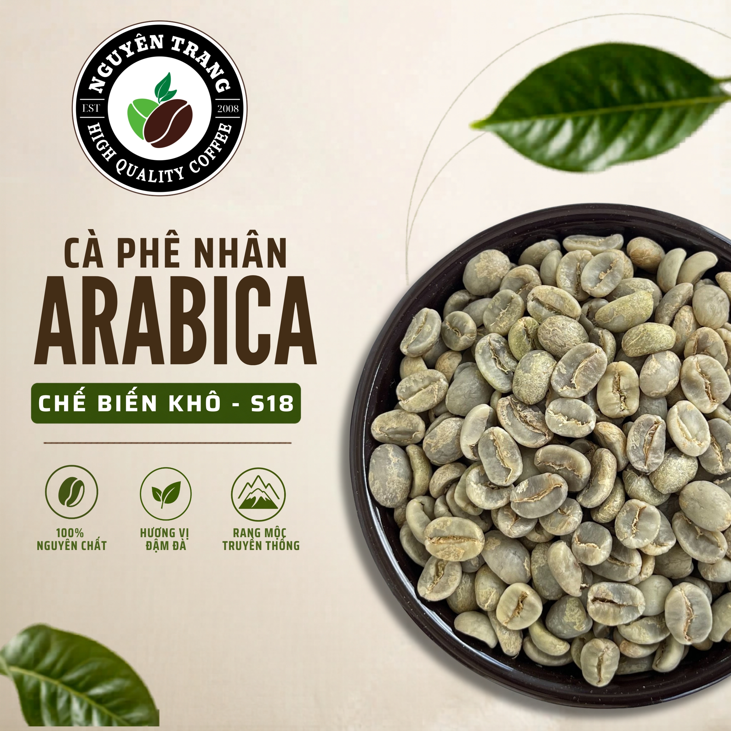 Cà phê nhân Arabica Chế biến khô - S18