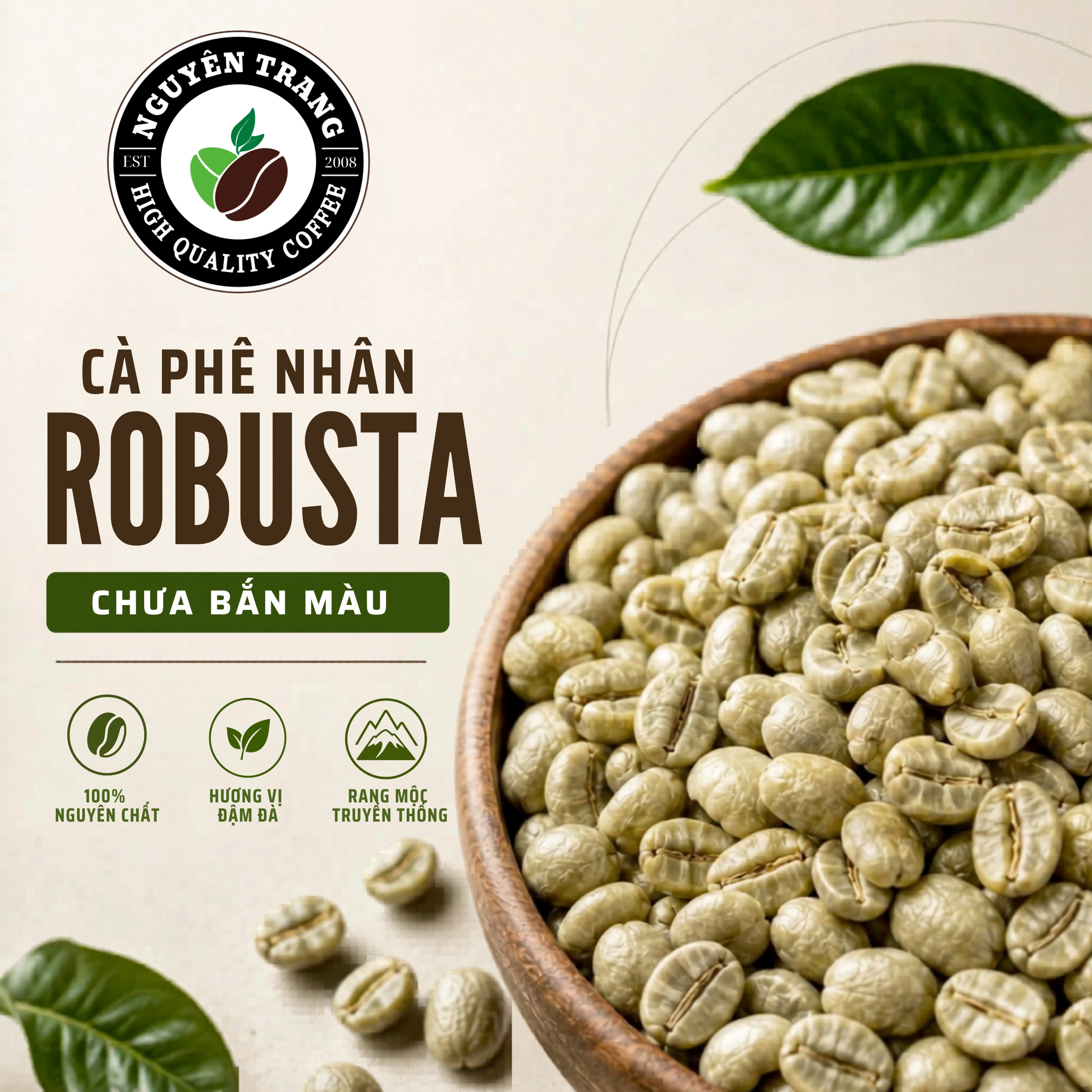 Cà phê nhân Robusta chưa bắn màu 