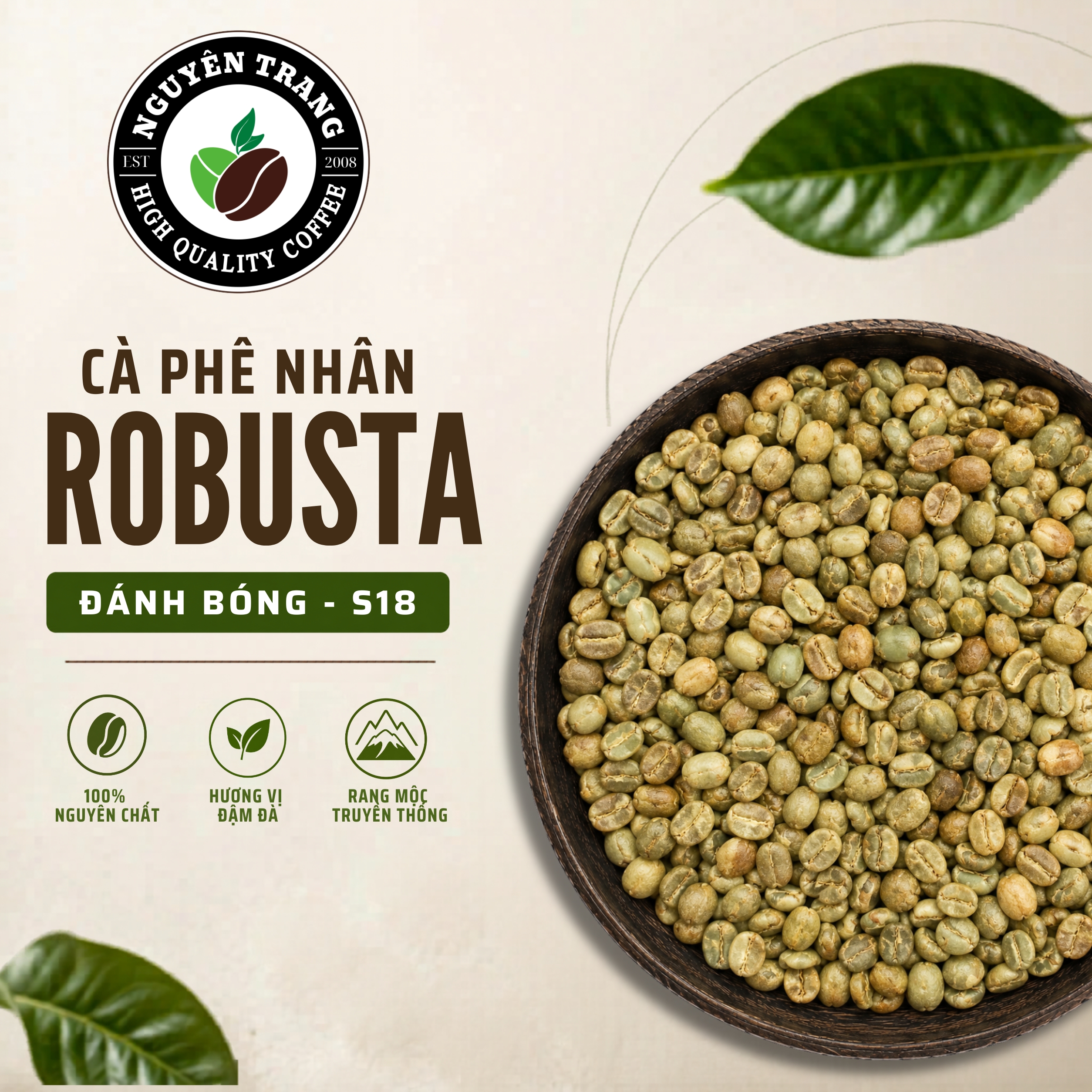 Cà phê nhân Robusta Đánh bóng - S18