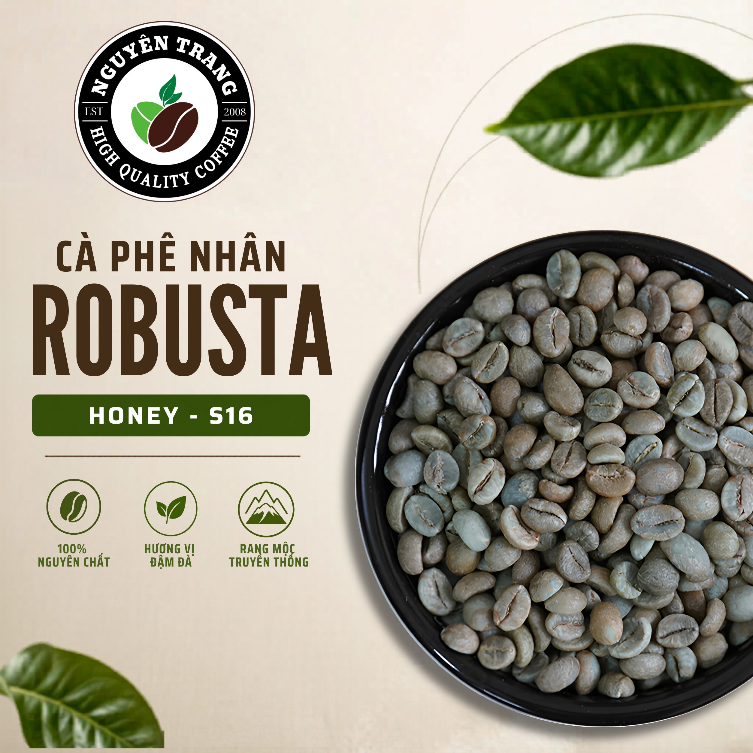 Cà phê nhân Robusta Honey - S16