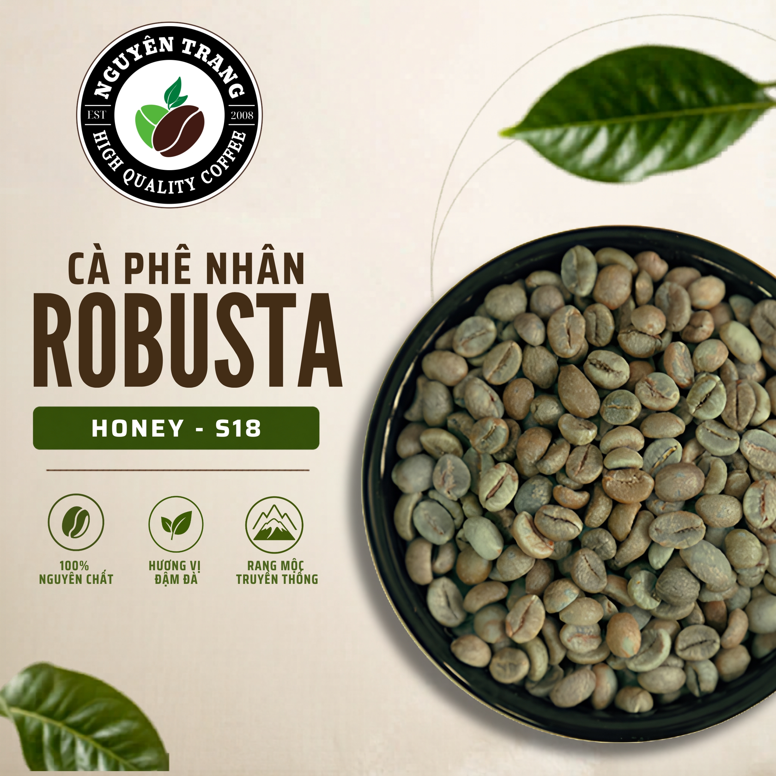 Cà phê nhân Robusta Honey - S18