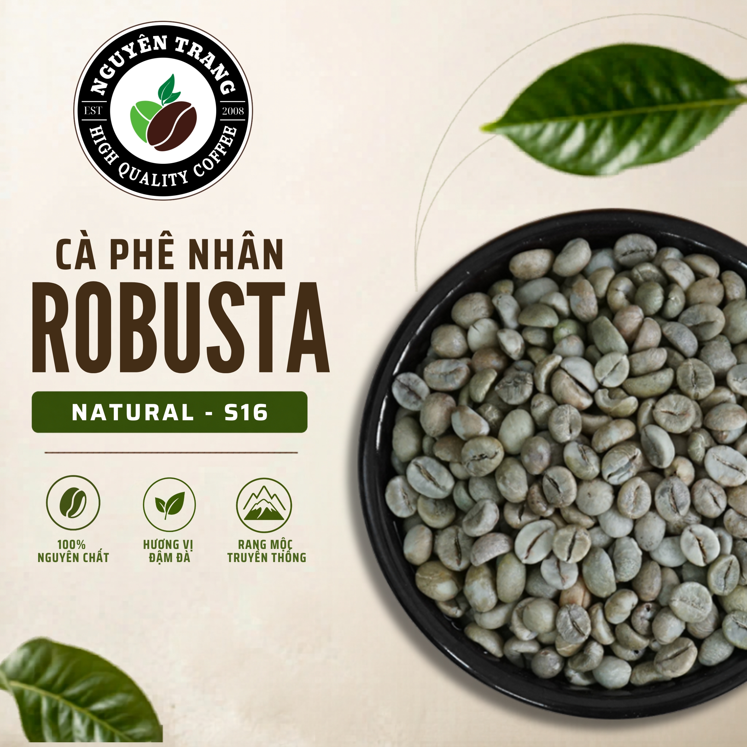 Cà phê nhân Robusta Natural - S16