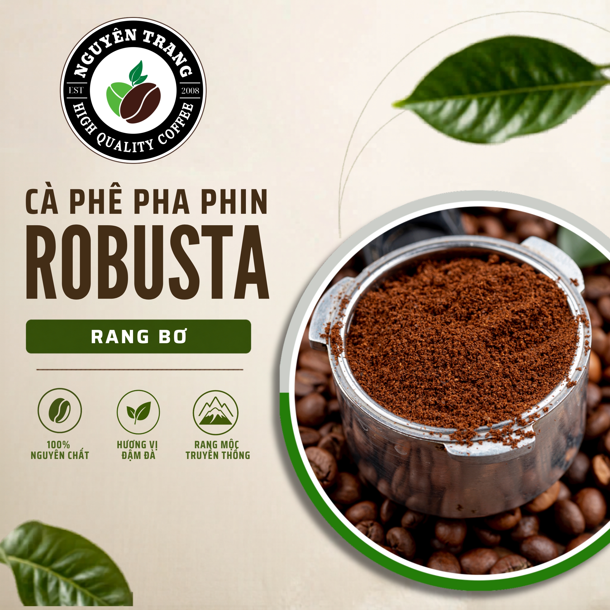 Cà phê Robusta nguyên chất có bơ 