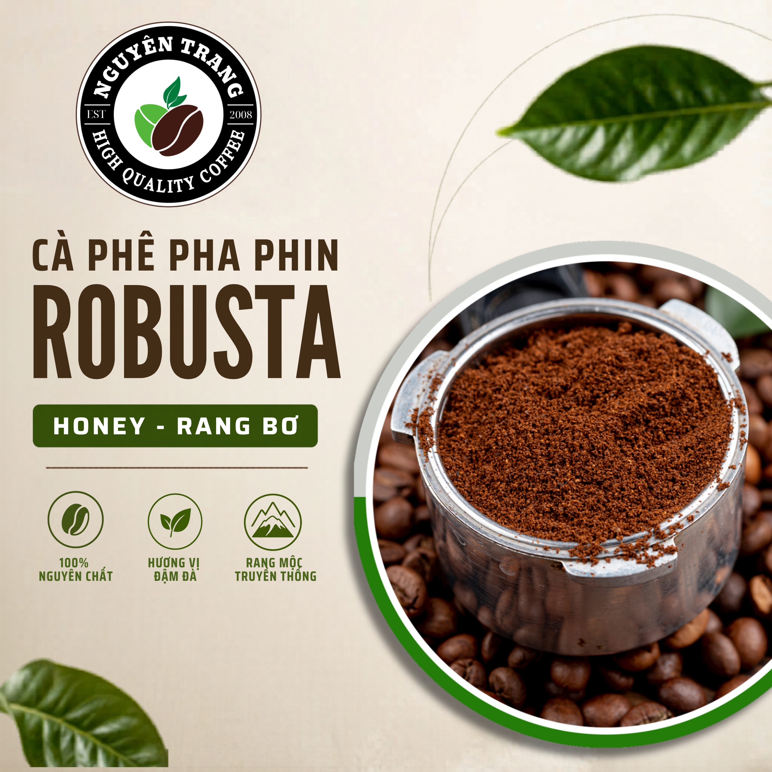 Cà phê Robusta Honey nguyên chất rang có Bơ 
