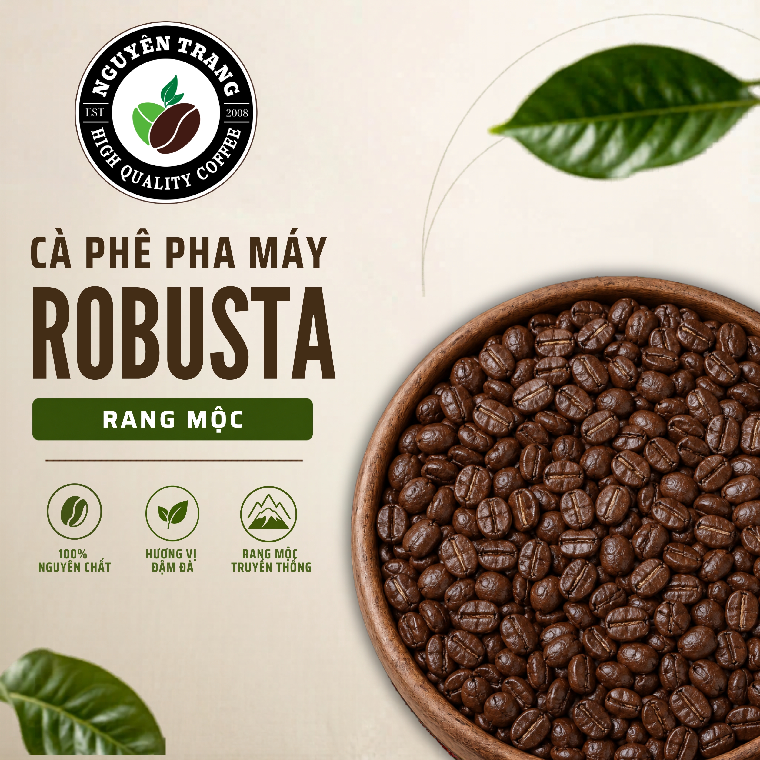 Cà phê rang mộc Robusta